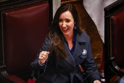 La vicepresidente Victoria Villarruel, este miércoles en el Senado de Buenos Aires. 