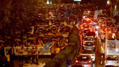 Aspecto de la manifestación en el centro de A Coruña