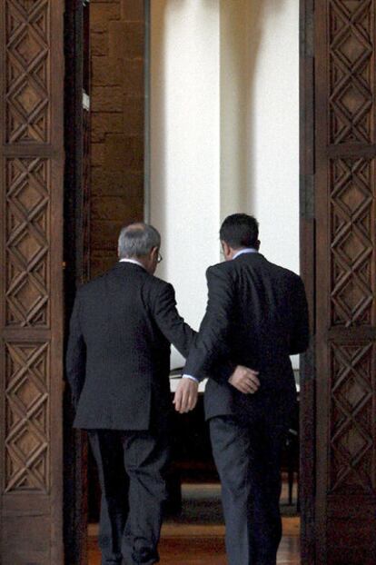 José Montilla (izquierda) y Patxi López, en el Palau de la Generalitat.