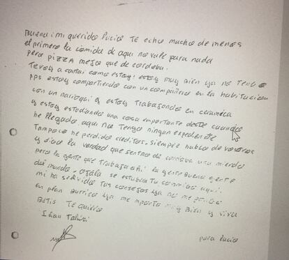 Carta de Iliass, el joven que murió en el centro de menores, a manos del personal del centro.