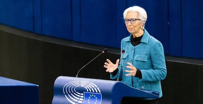 Christine Lagarde, presidenta del BCE, en una comparecencia ante el Parlamento Europeo. 