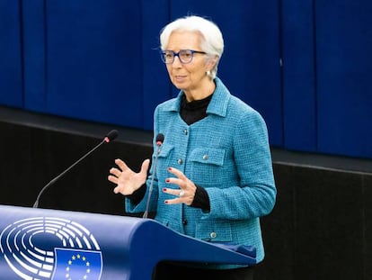 Christine Lagarde, presidenta del BCE, en una comparecencia ante el Parlamento Europeo. 