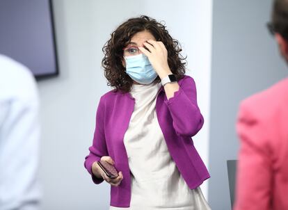 23/06/2020 La ministra de Hacienda y portavoz del Gobierno, María Jesús Montero, en la rueda de prensa posterior al primer Consejo de Ministros celebrado tras el final del estado de alarma, en Madrid (España), a 23 de junio de 2020.
POLITICA 
EUROPA PRESS/E. Parra. POOL - Europa Press
