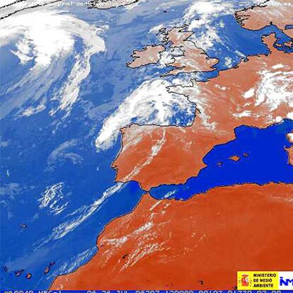 Fotografía de la Península y las islas tomada por el satélite Meteosat para el Instituto Nacional de Meteorología.