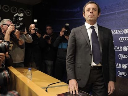 Rosell, el día que anunció su dimisión.