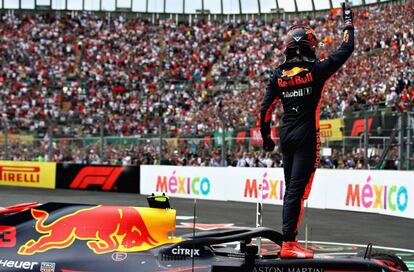 Verstappen, tras ganar en México. 
