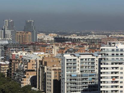 Valencia durante una alerta por contaminación, en 2017.