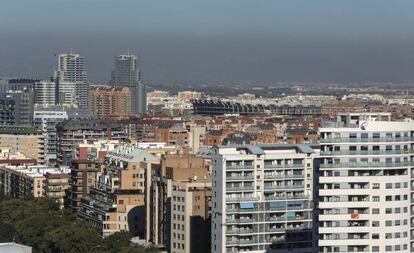 Valencia durante una alerta por contaminación, en 2017.