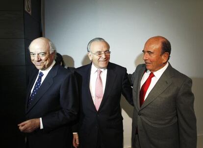 Francisco González (BBVA), Isidro Fainé (La Caixa) y Emilio Botín (Santander)