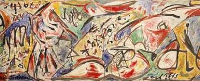 &#39;The water bull; Accabonac Creek&#39; (1945), óleo de Jackson Pollock en la exposición &#39;Bajo la bomba&#39;, en el Macba.
