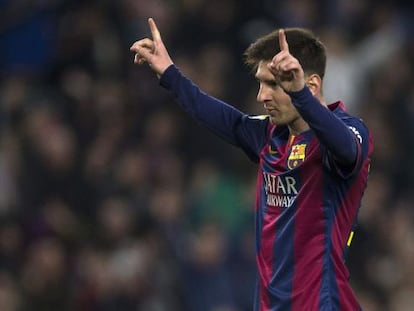 Messi celebra un gol contra el Còrdova.