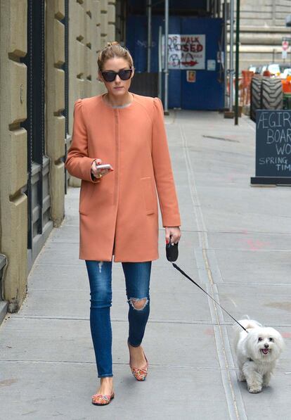 No solo para la alfombra roja Palermo tira de Zara. Para los paseos con su perro por las calles de Nueva York también apuesta por la firma de Amancio Ortega.