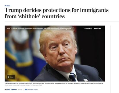 Captura de la palabra "shit" incluida por primera vez en un titular del Washington Post.