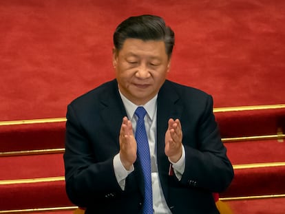 O presidente chinês, Xi Jinping, na sessão de 2020 da Assembleia Nacional Popular, em Pequim.