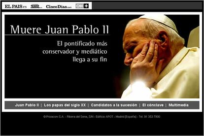 Especiales Recopilatorios

&bull; ELPAIS.es: Muerte del Papa Juan Pablo II 

http://www.elpais.es/comunes/2005/papa/

PLATA