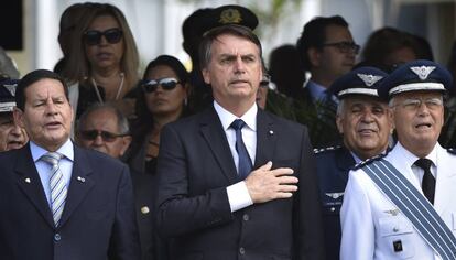 El presidente de Brasil, Jair Bolsonaro, este viernes en Brasilia durante un acto militar.
