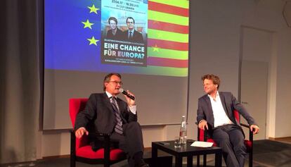 Artur Mas, durante la conferencia celebrada en Berl&iacute;n.