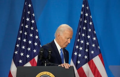 U.S. President Joe Biden holds a news conference at the 2024 NATO Summit on July 11, 2024 in Washington, DC.