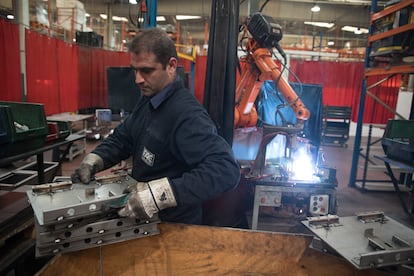 A worker at a metalworks company in Casarrubios del Monte, in Toledo.