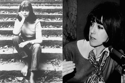 Joyce Maynard, fotografiada en 1973 a los 20 años al publicar su primer libro. A la derecha, Nora Ephron en 1972.