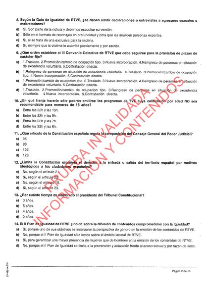 Prueba de las oposiciones de RTVE al puesto de informador canceladas.