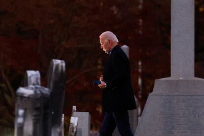 El presidente de Estados Unidos, Joe Biden, llegando este sábado a misa en una iglesia de Wilmington (Delaware).