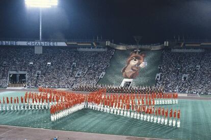 Inauguración de los Juegos Olímpicos de Moscú en 1980 en el estadio Lenin.