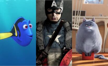 'Buscando a Dory', 'Capitán América: Civil War' y 'Mascotas', los tres filmes más taquilleros de EE UU.