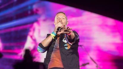 Concierto del grupo británico Coldplay en el Estadio Olímpico de Barcelona, este miércoles.