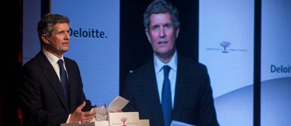 Francisco Riberas interviene en la reunión anual del IEF, en mayo de 2018.