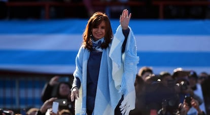 Cristina Fernández de Kirchner no lançamento de sua candidatura, no começo de agosto