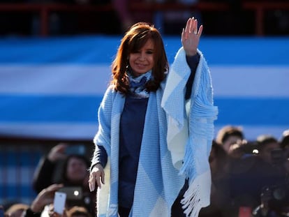 Cristina Fernández de Kirchner no lançamento de sua candidatura, no começo de agosto