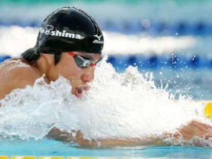 Yamaguchi, durante sus 200m braza de récord.