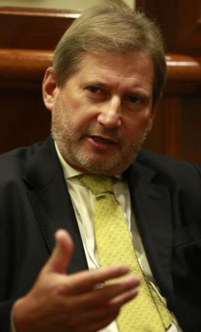 El comisario de Ampliación de la UE, Johannes Hahn, el miércoles en Madrid.