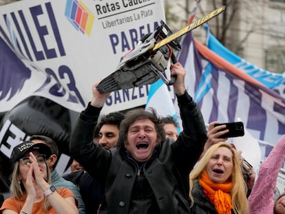 El candidato presidencial argentino Javier Milei, en una manifestación en La Plata, el 12 de septiembre.