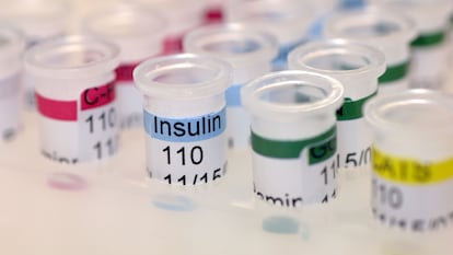 Test tubes used to check Insulin in the Research of Diabetes for the treatment of diabetics.