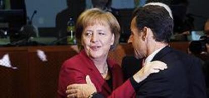 Merkel y Sarkozy durante la cumbre del pasado 30 de octubre