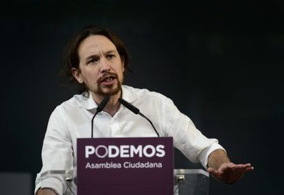 Pablo Iglesias exposa en un acte a Madrid