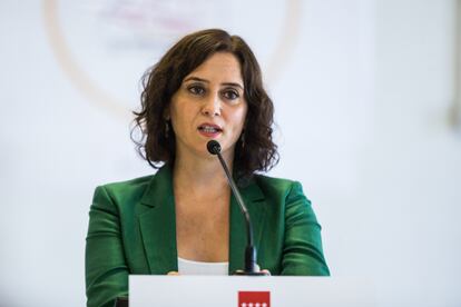 La presidenta de la Comunidad de Madrid, Isabel Díaz Ayuso, en un acto esta semana por el inicio del curso escolar.