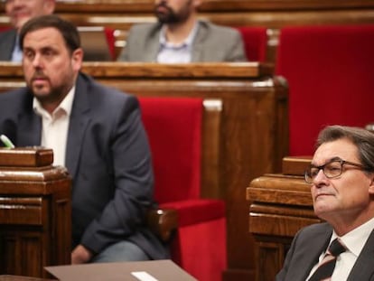 Oriol Junqueras i Artur Mas al Parlament.