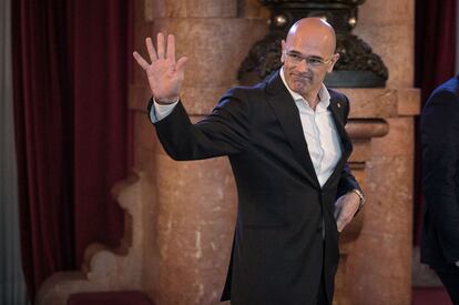 El consejero de Exteriors, Raül Romeva, ayer al Parlament .