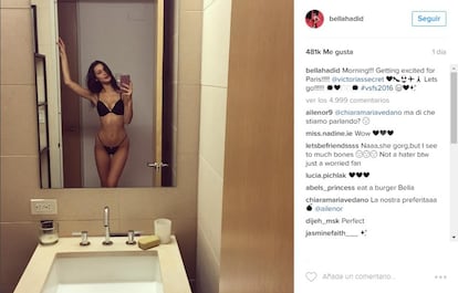 Bella Hadid ha dado los buenos días desde París en ropa interior.