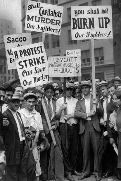 Manifestación en Manhattan (1927) por el <i>caso Sacco-Vanzetti.</i>