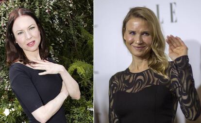 La actriz Ren&eacute;e Zellweger en 2004 y, a la derecha, en 2014.