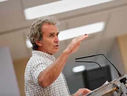 El director del Centro de Coordinación de Alertas y Emergencias Sanitarias, Fernando Simón, durante la rueda de prensa de este jueves.