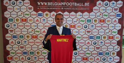 Roberto Martínez durante su presentación como nuevo seleccionador belga.