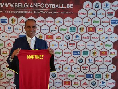 Roberto Martínez durante su presentación como nuevo seleccionador belga.