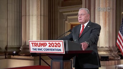 Keith Kellogg, national security adviser to Vice President Mike Pence, speaks during the largely virtual 2020 Republican National Convention broadcast from Washington, U.S. August 26, 2020.   2020 Republican National Convention/Handout via REUTERS   THIS IMAGE HAS BEEN SUPPLIED BY A THIRD PARTY?