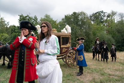 Depp and Maïwenn on the set of 'Jeanne du Barry.'