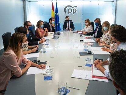 El líder del PP, Pablo Casado, preside la reunión del Comité de Dirección del PP, el pasado 30 de agosto de 2021, en Madrid, (España).